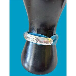 Beautiful Brighton Teal Blue Velvet Silver Sisters Make Best Friends Bracelet